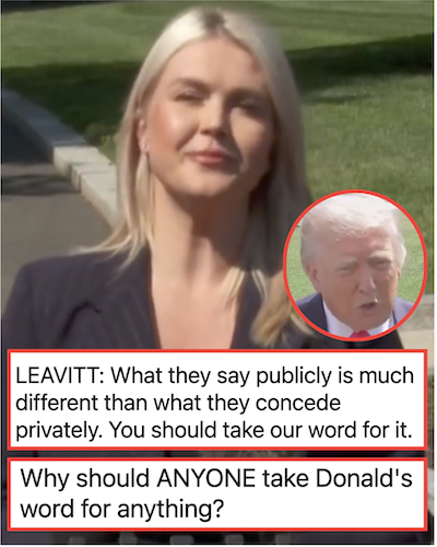 Karoline Leavitt put on her bravest face after she was asked about Iran's relentless mockery of Donald Trump and absolutely no-one was buying it