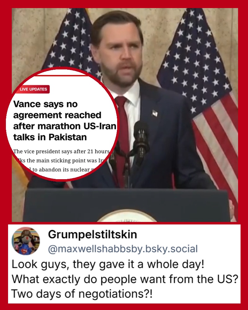JD Vance gave up trying to negotiate with Iran after just one day, and not a single person is surprised – 18 deservedly scathing responses