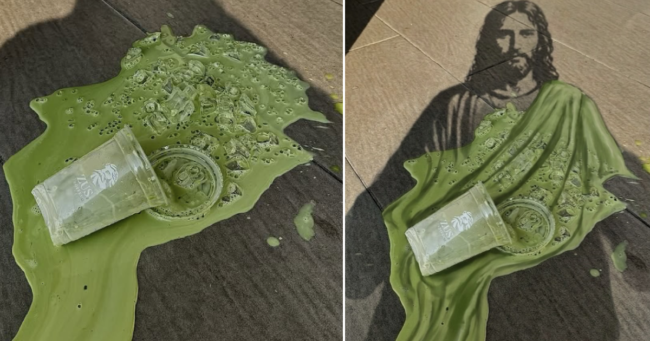 This green tea spilt in very distinctive fashion and people had no end of photoshop fun with it – 17 of the funniest and most inventive