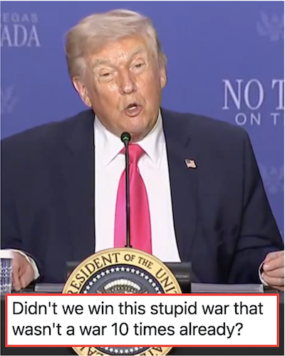 Donald Trump just said the war with Iran was going ‘swimmingly’ and it turned out he’s not waving but drowning
