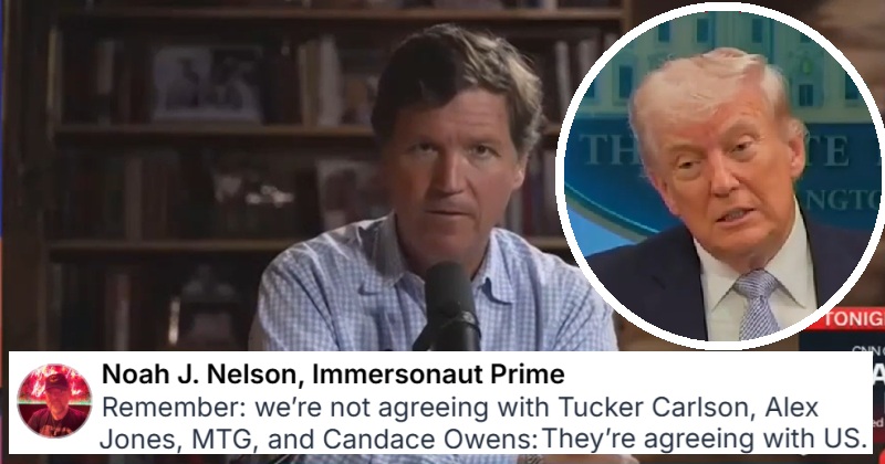 People are finding themselves through the looking-glass as Tucker Carlson finally turns on Donald Trump – 19 perplexed reactions