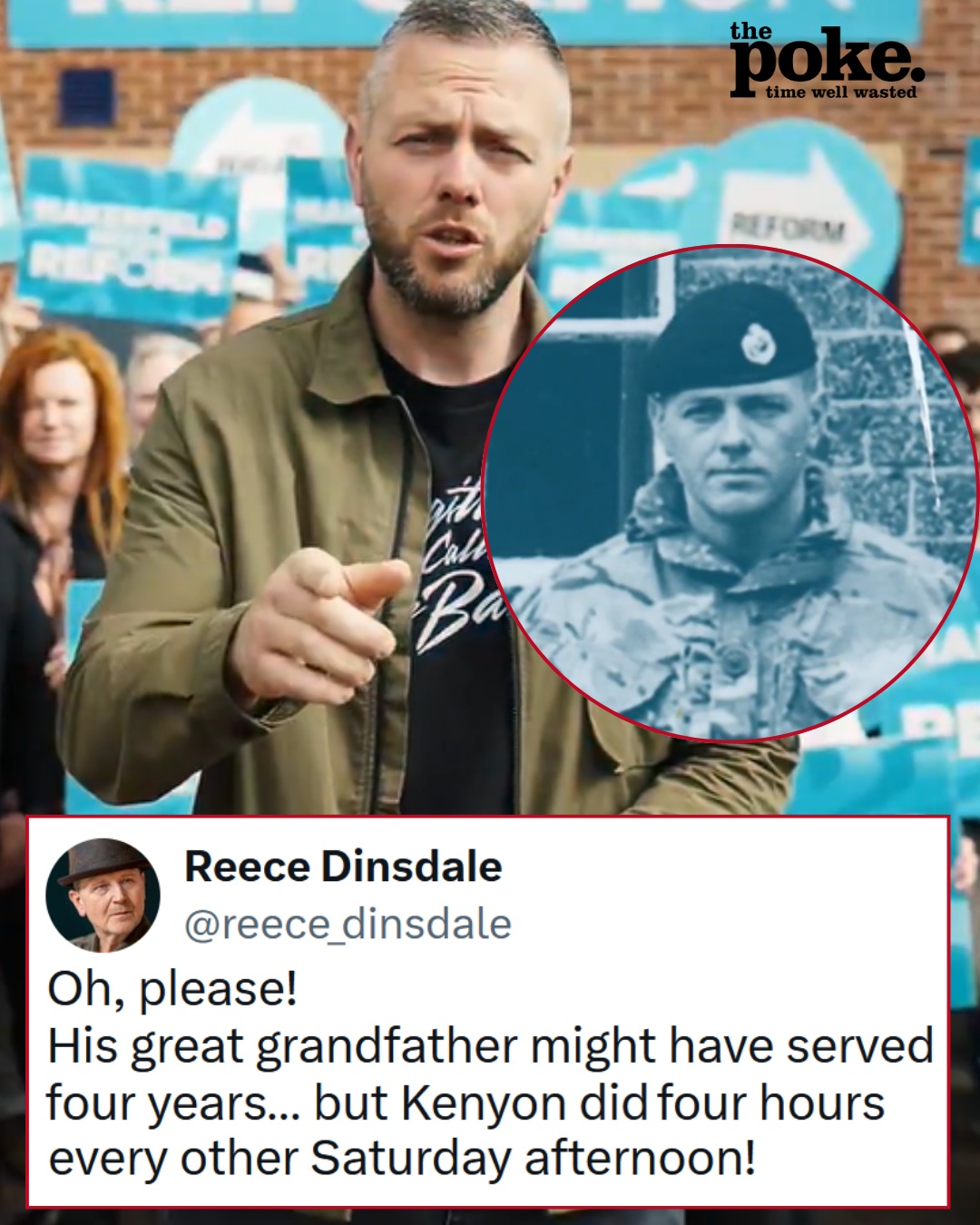 Reform tried to deflect from their Makerfield candidate’s offensive online history by bigging up his TA membership, and it was a spectacular self-own – 18 top takedowns