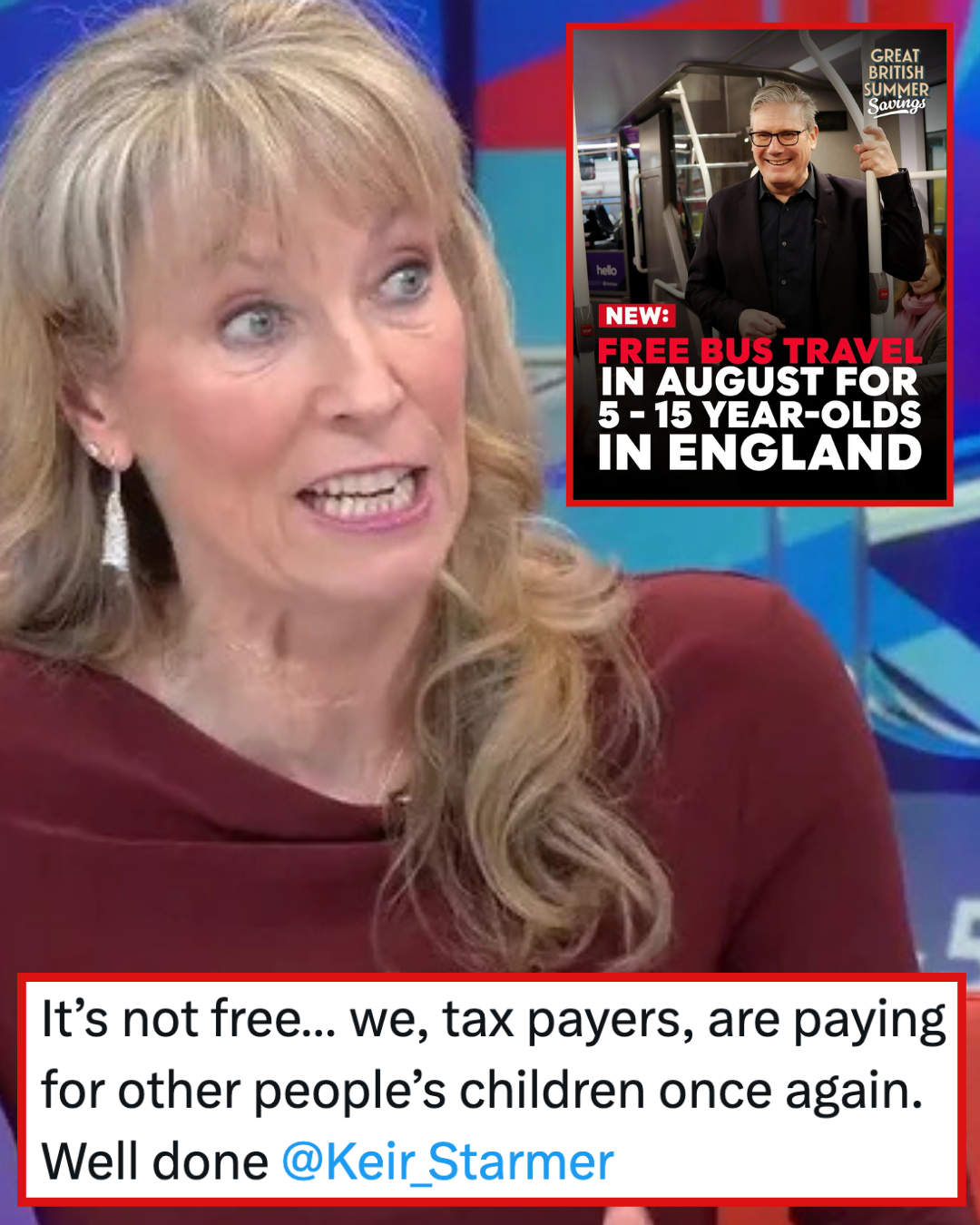 A GB News presenter took aim at Keir Starmer's free summer bus travel ...