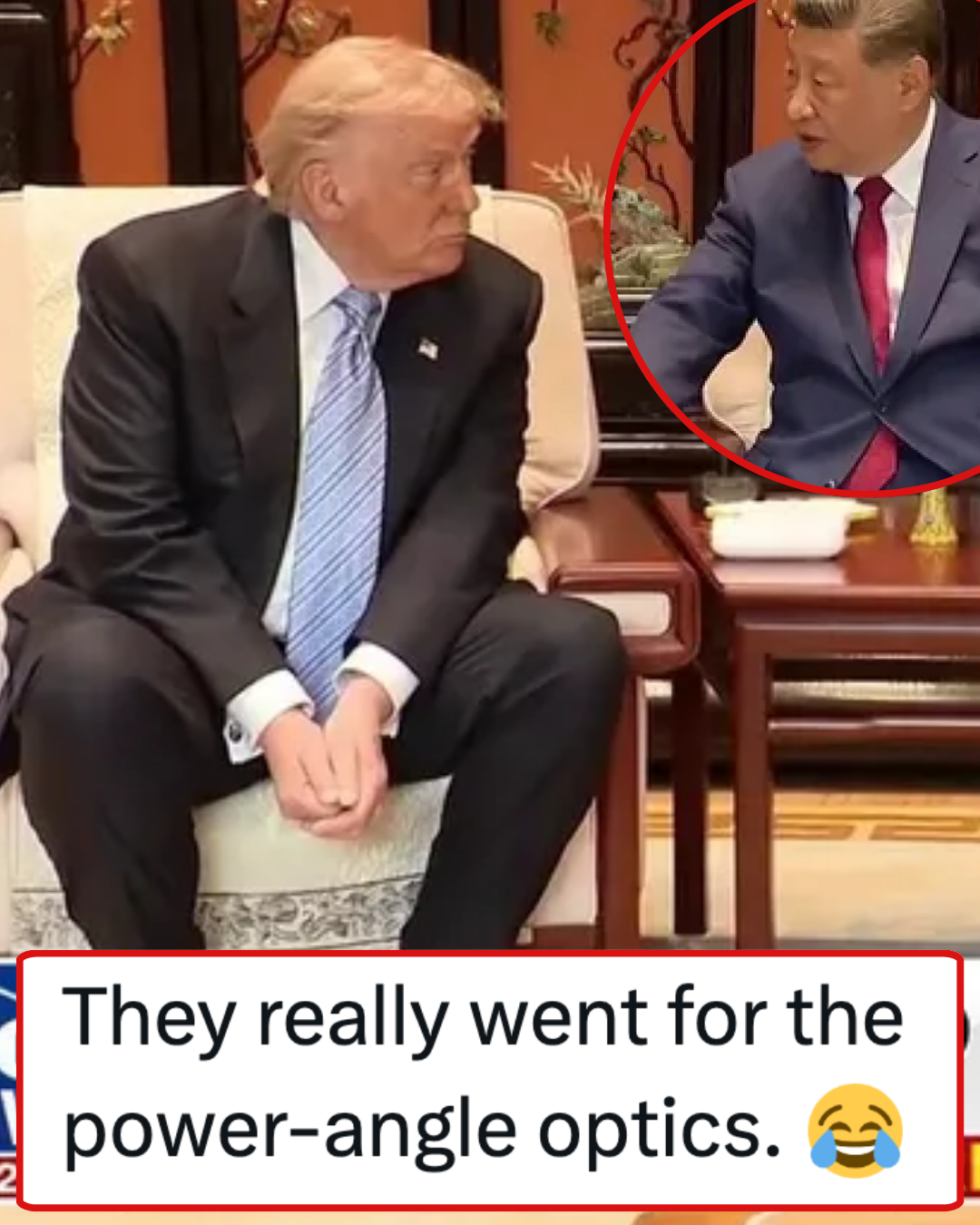 President Xi appeared to give Donald Trump a comically small chair to sit on and it’s a magnificent own for the ages