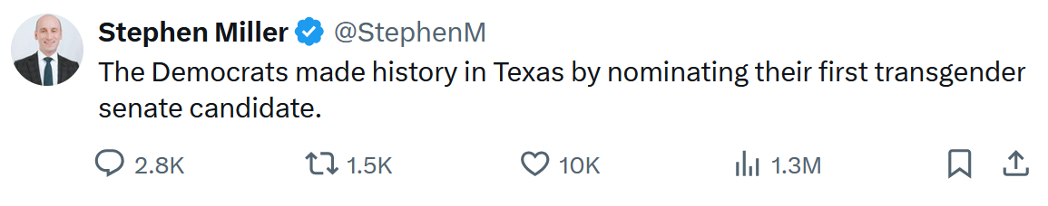 The Democrats made history in Texas by nominating their first transgender senate candidate.