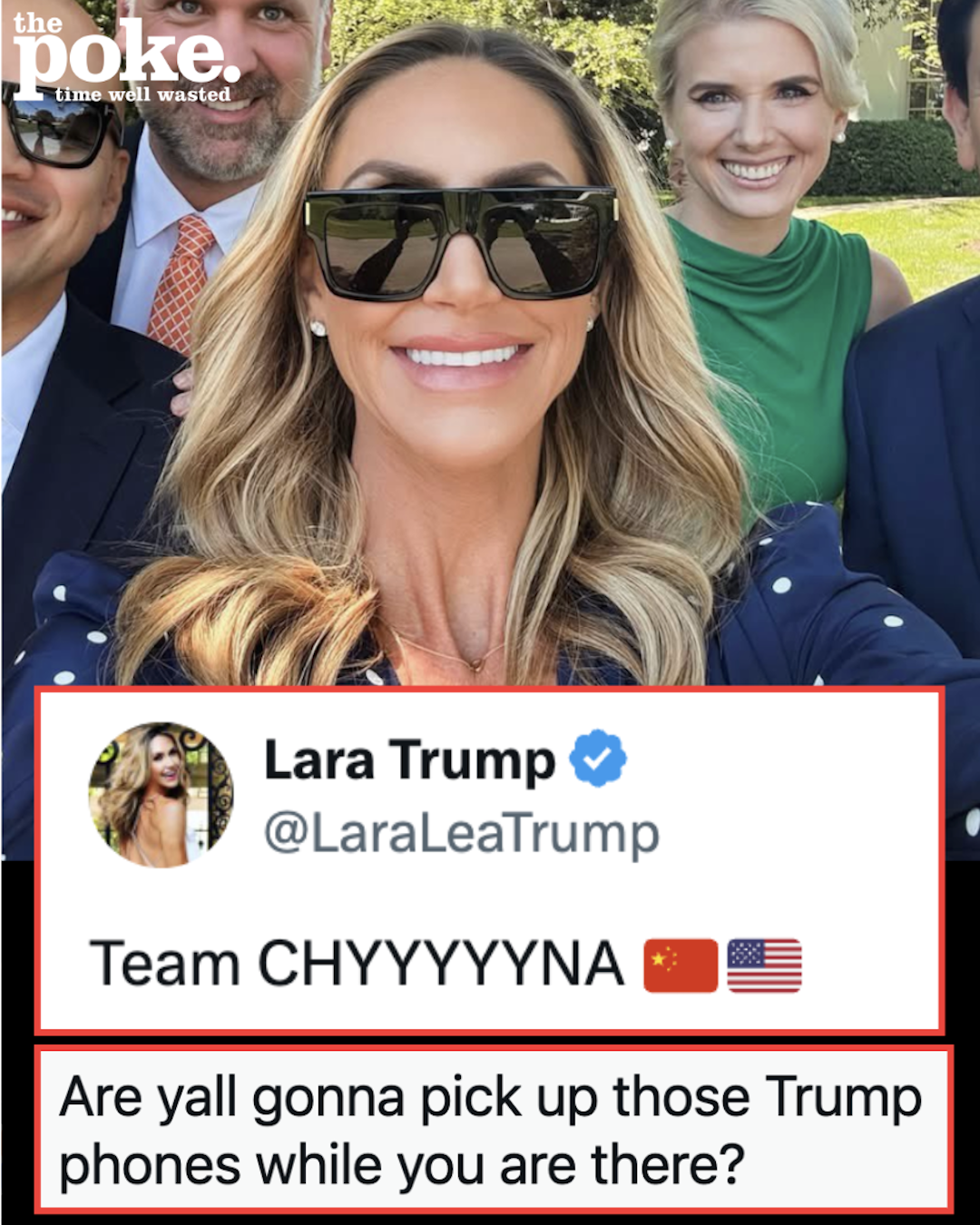 Lara Trump posted a selfie before her trip to China and she might not want to check the replies when she lands