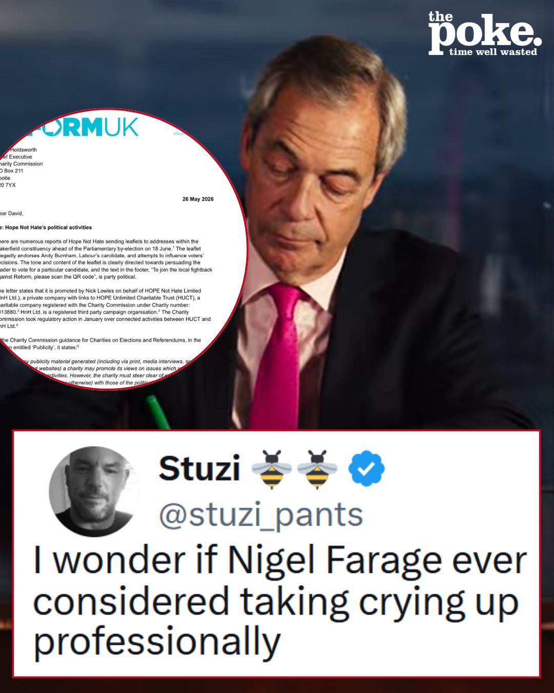 Farage’s complaint letter about the campaign group that uncovered Reform’s Makerfield candidate’s vile internet posts earned him a thorough dragging