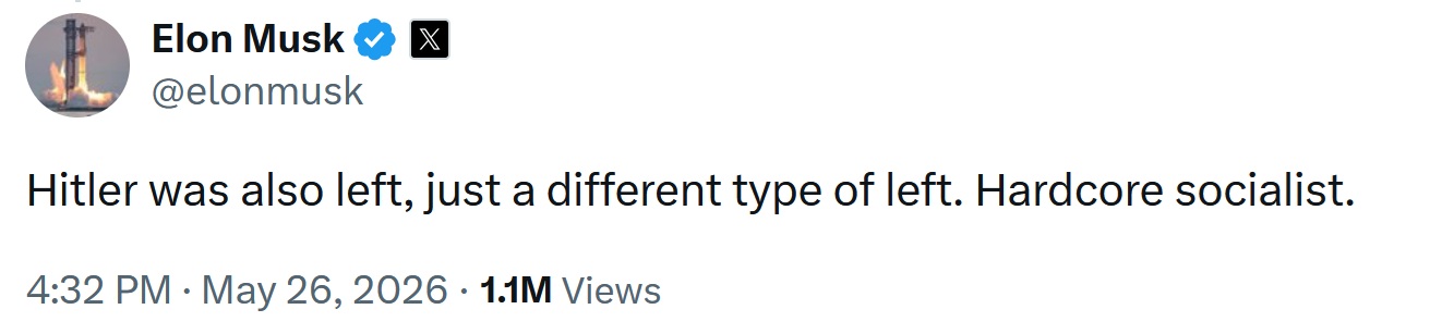 Hitler was also left, just a different type of left. Hardcore socialist.