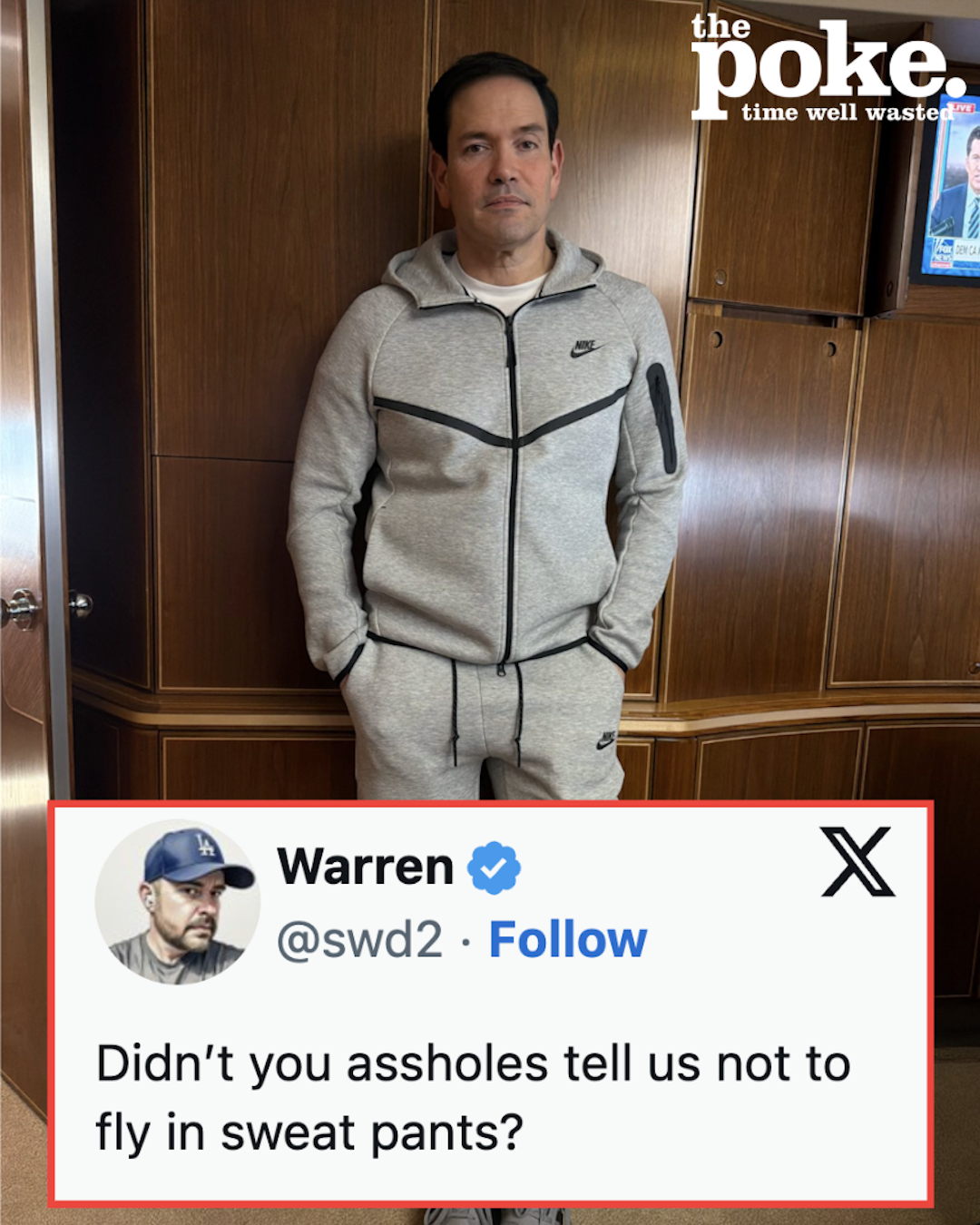 Marco Rubio wore a very specific sweatsuit for his flight to China and got roasted to a crisp in the comments – 15 finely tailored takedowns