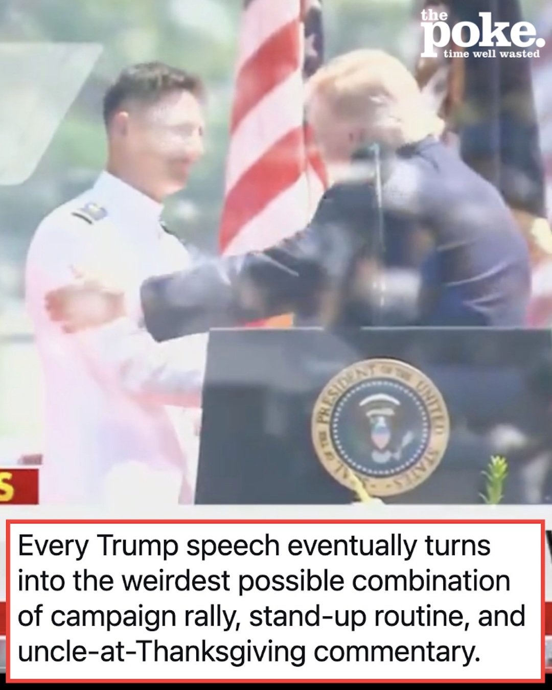 Donald Trump took a break from objectifying women to objectify men for once during this bizarre US Coast Guard graduation speech