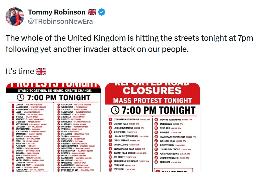 @TRobinsonNewEra
The whole of the United Kingdom is hitting the streets tonight at 7pm following yet another invader attack on our people.
It's time