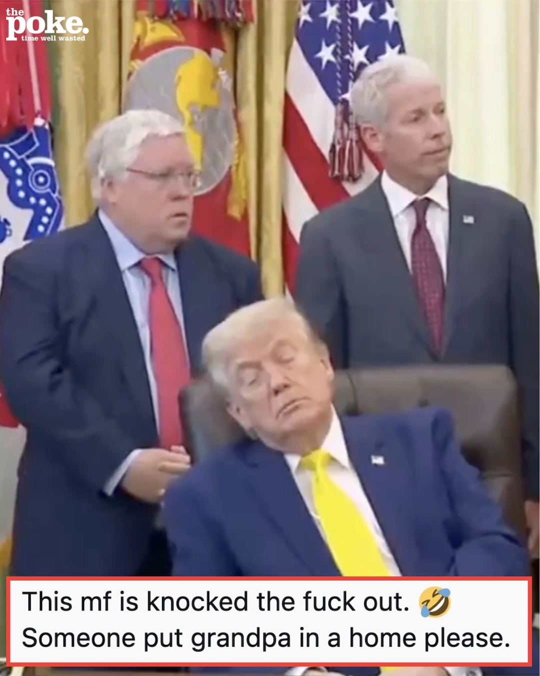 Dozy Donald Trump got caught napping in the middle of a meet