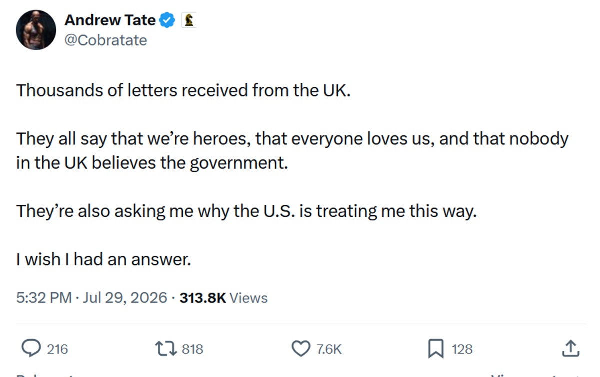Thousands of letters received from the UK.
They all say that we’re heroes, that everyone loves us, and that nobody in the UK believes the government.
They’re also asking me why the U.S. is treating me this way.
I wish I had an answer.