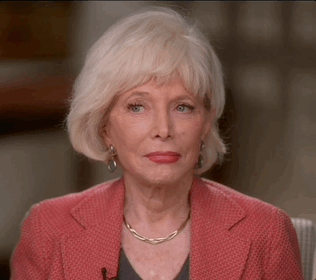 journalist Lesley Stahl looking sceptical