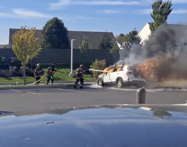 A firefighter found the pressure of this hose rather too hot to handle and it’s 12 seconds of pure comedic joy