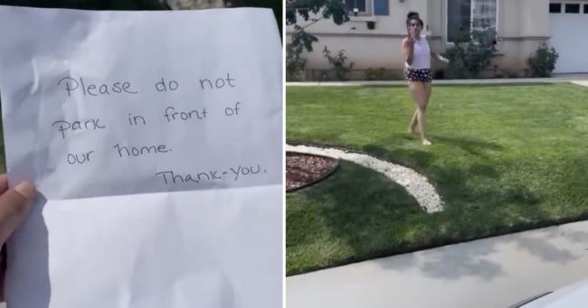 An American woman who accused a motorist of parking on her ‘private property’ turned the entitlement up to 11 and it’s a properly jaw-dropping watch