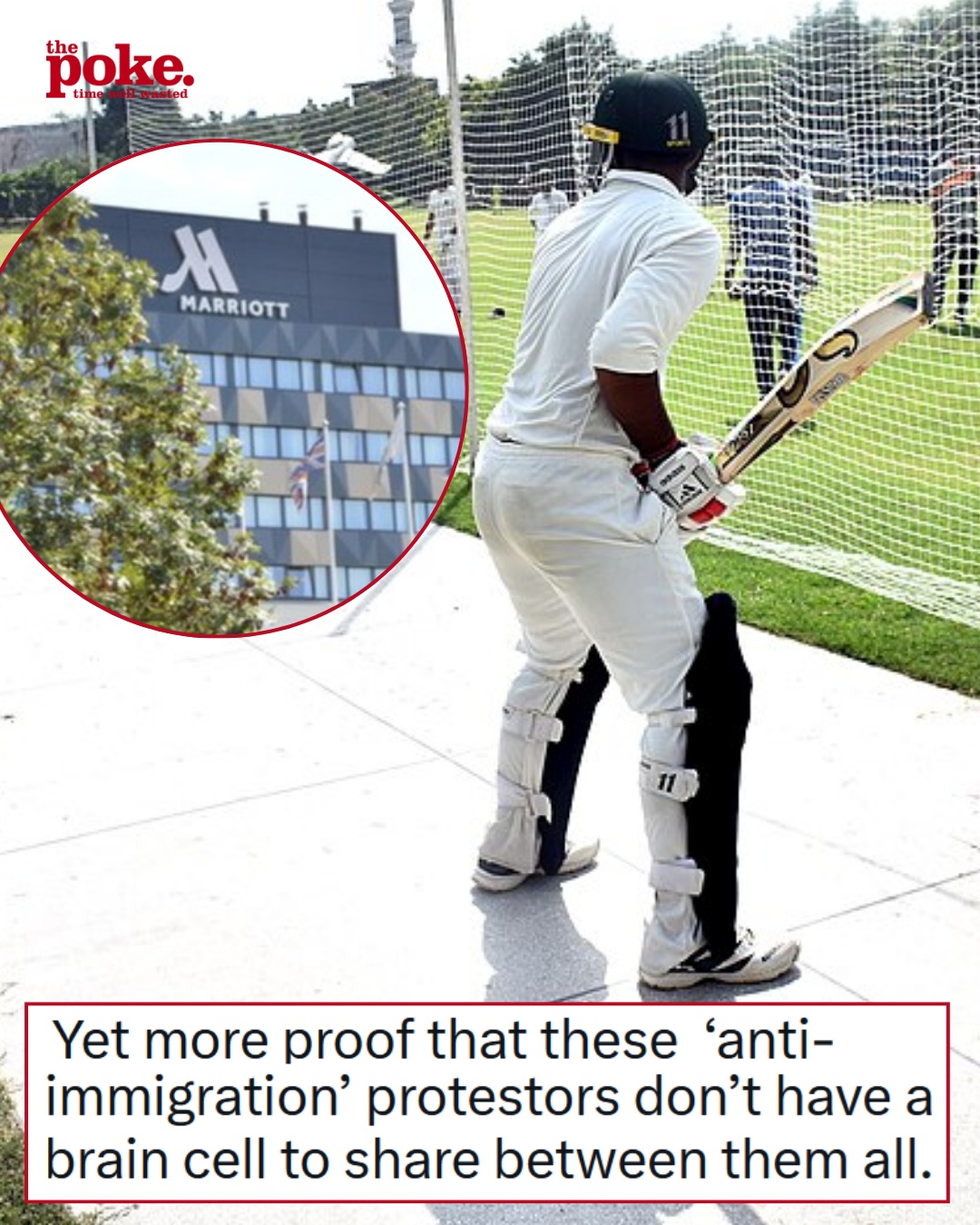 A gang of bigoted demonstrators had egg all over their masked faces after the ‘asylum seekers’ they spotted turned out to be Pakistan’s U19 cricket squad