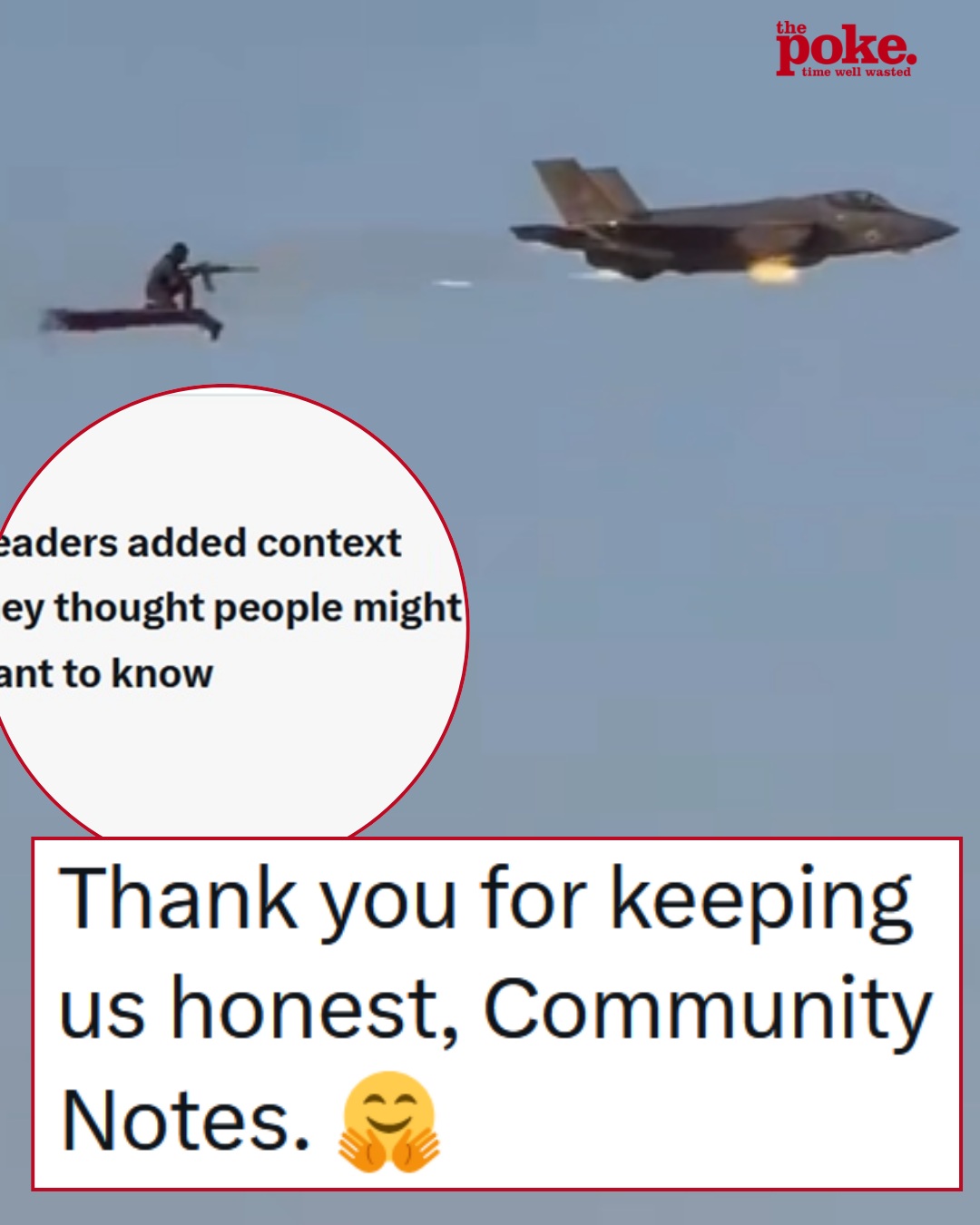The hilarious Community Note on this ‘fighter plane versus flying carpet’ clip may be the greatest of all time