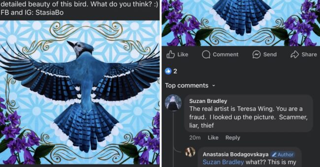 This artist was accused of plagiarism by a Facebook troll and the jaw-dropper of a payoff is one for the ages