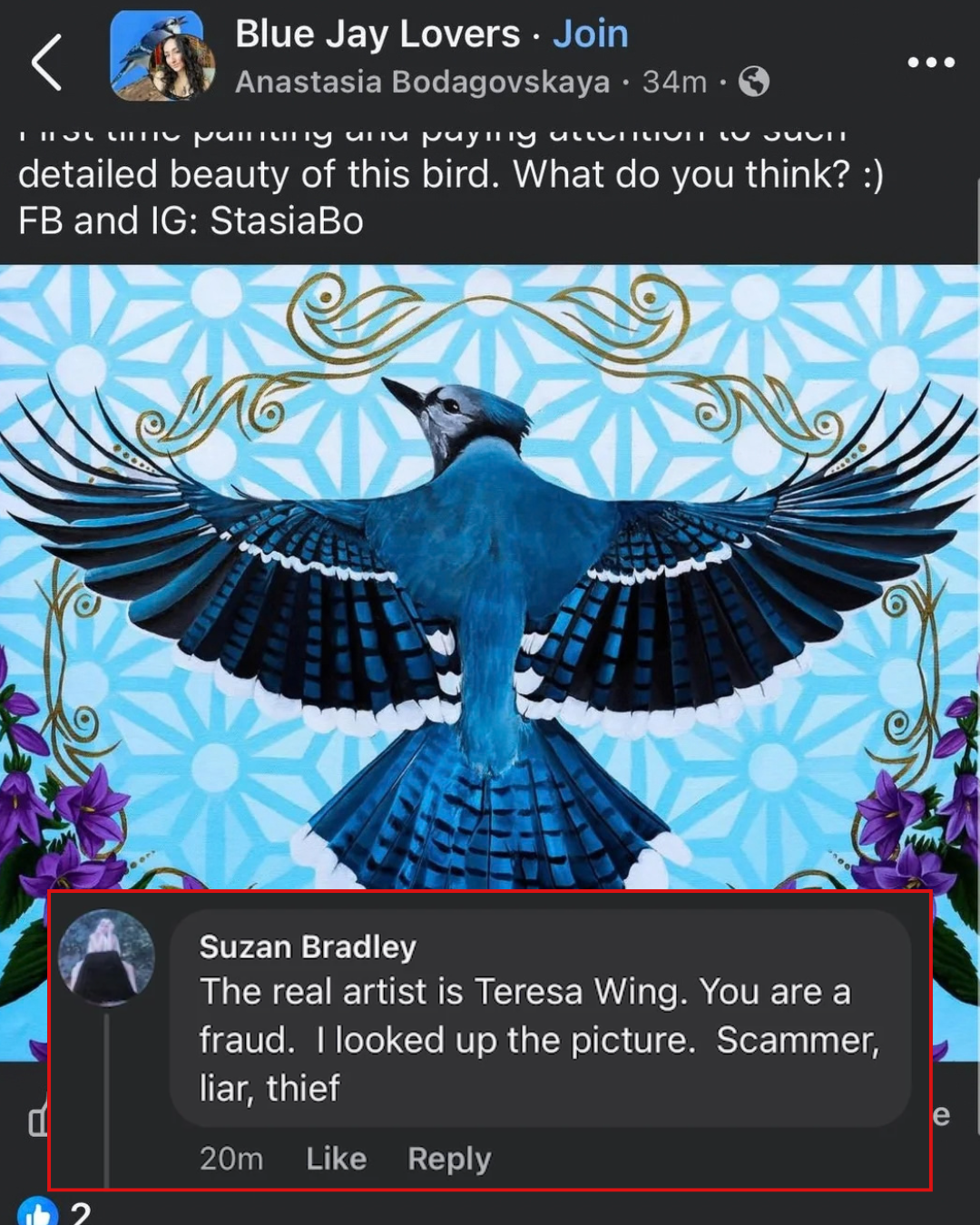 This artist was accused of plagiarism by a Facebook troll and the jaw-dropper of a payoff is one for the ages