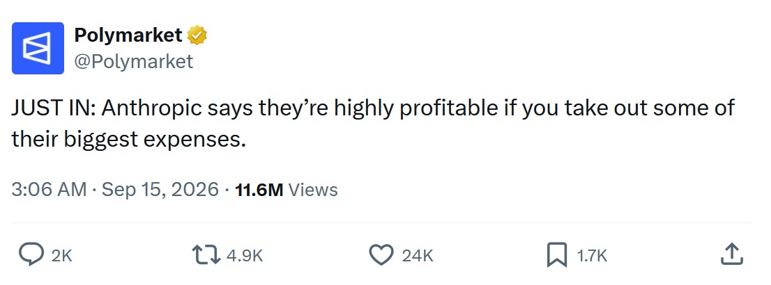 JUST IN: Anthropic says they’re highly profitable if you take out some of their biggest expenses.