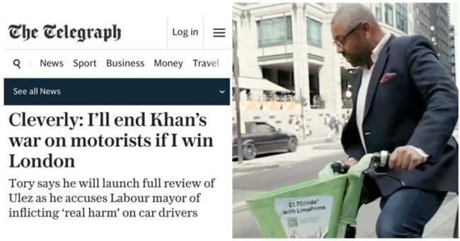 James Cleverly launches London Mayoral campaign with an attack on the Ulez scheme that has dramatically improved children’s health – 17 votes of no confidence