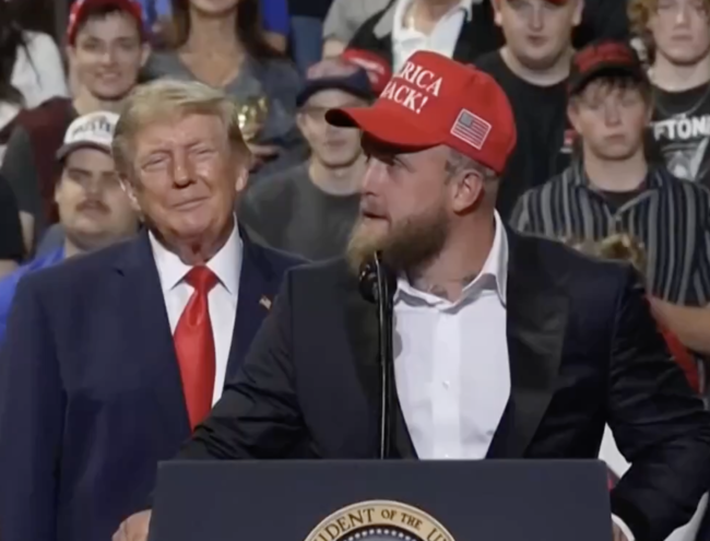 Jake Paul took aim at ‘woke socialists’ but it felt like such a pin-sharp take on the man stood behind him it was uncanny