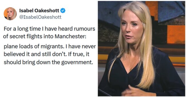 ‘Scoop getter’ Isabel Oakeshott spread a ridiculous conspiracy theory about secret planeloads of migrants, and got exactly the scathing takedowns she deserved – 22 favourites