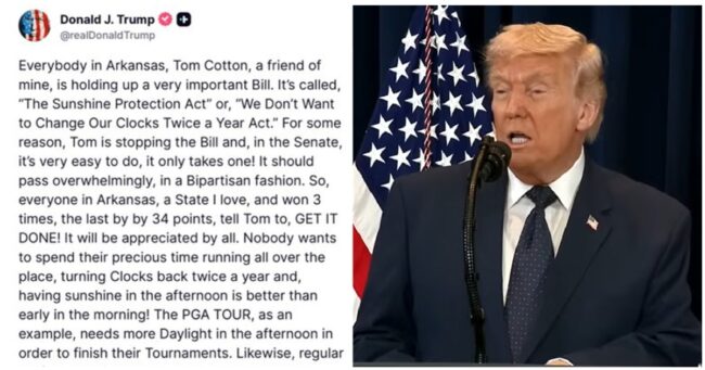 Petulant Trump published the phone number of the senator who’s blocking plans for permanent Daylight Savings and extra golf time – 24 top takedowns