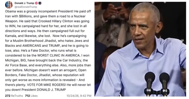 Donald Trump’s reaction to being bodied by Barack Obama in front of a packed rally was every bit as unhinged as you’d expect
