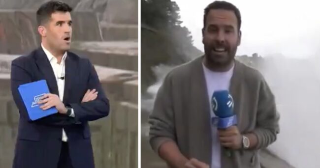 This Spanish weather reporter got a bit too close to the extreme weather and it’s a salutary lesson for us all
